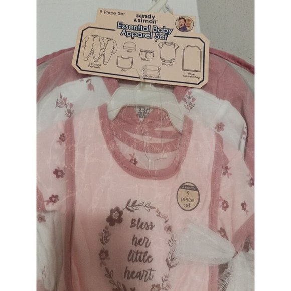 New Baby Girl Sandy And Simon Pink/White 9-piece Set Size 3-6 Months - Picture 3 of 6
